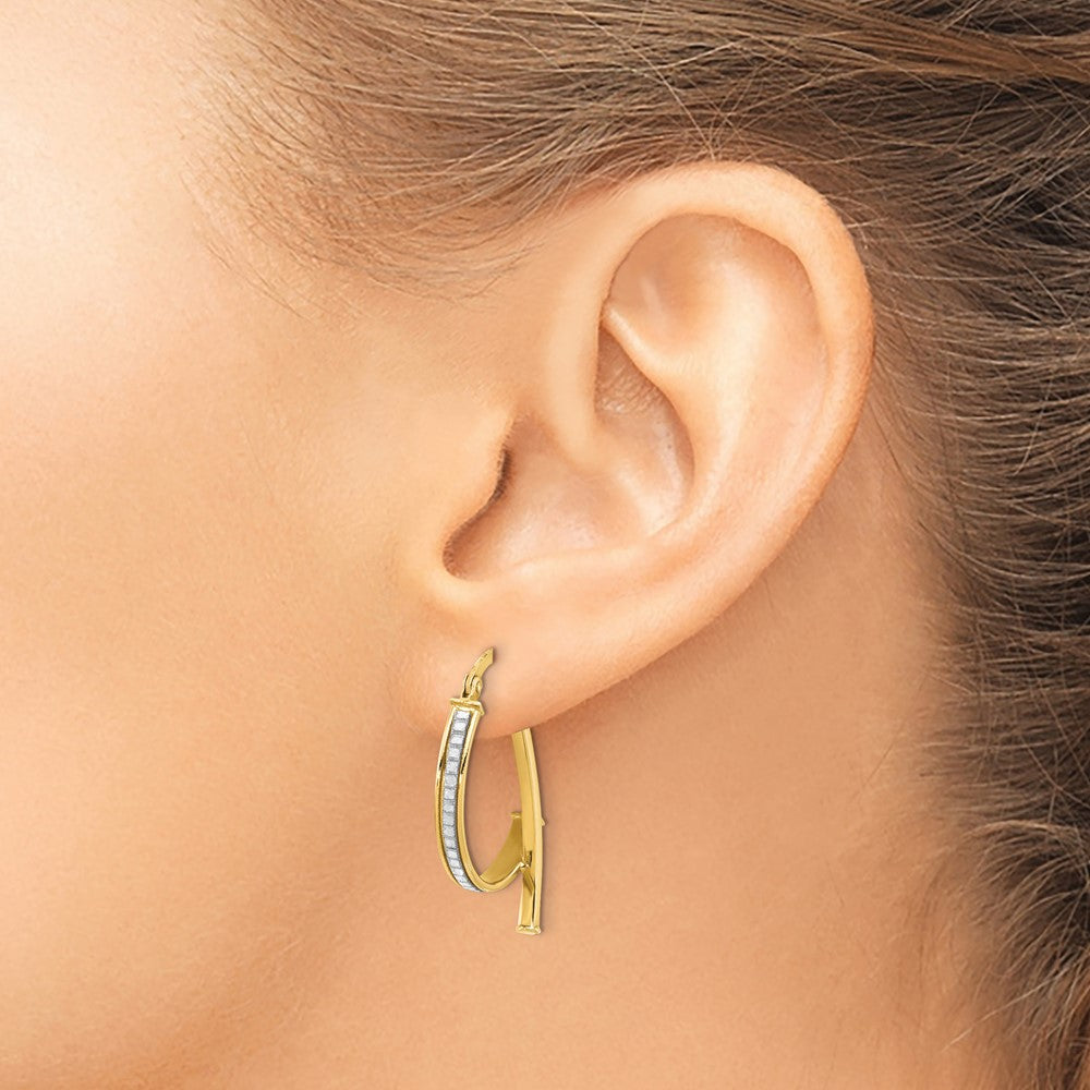 FJC Finejewelers 14 kt Yellow Gold Polished Glitter Infused Hoop Earrings
