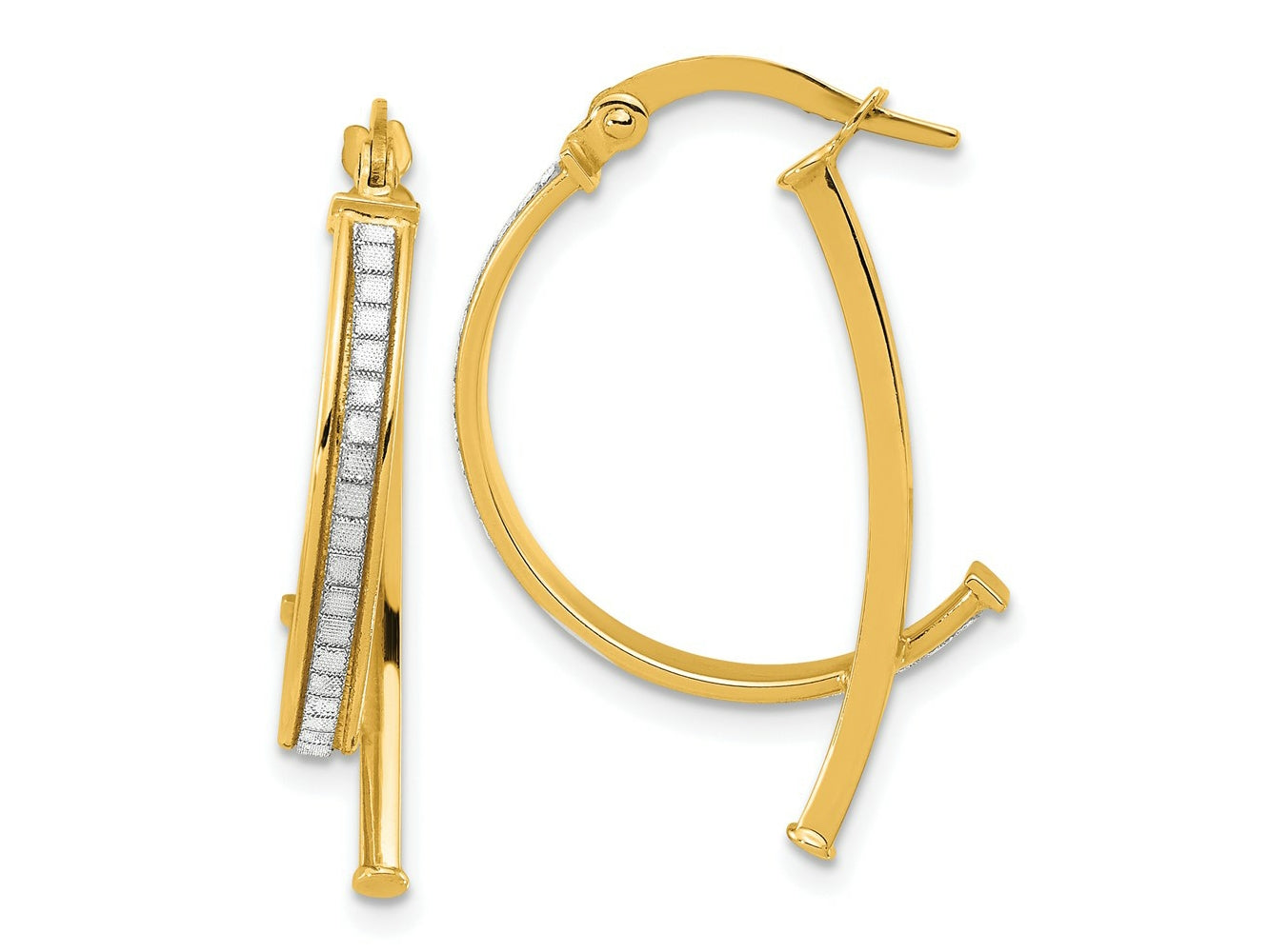 FJC Finejewelers 14 kt Yellow Gold Polished Glitter Infused Hoop Earrings
