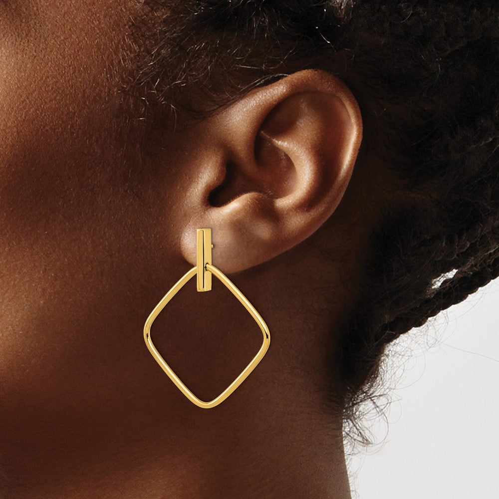 FJC Finejewelers 14 kt Yellow Gold Polished Square Post Dangle Earrings 39 mm x 31 mm