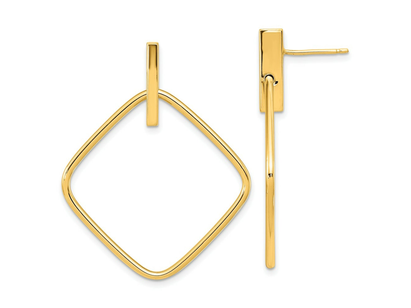 FJC Finejewelers 14 kt Yellow Gold Polished Square Post Dangle Earrings 39 mm x 31 mm