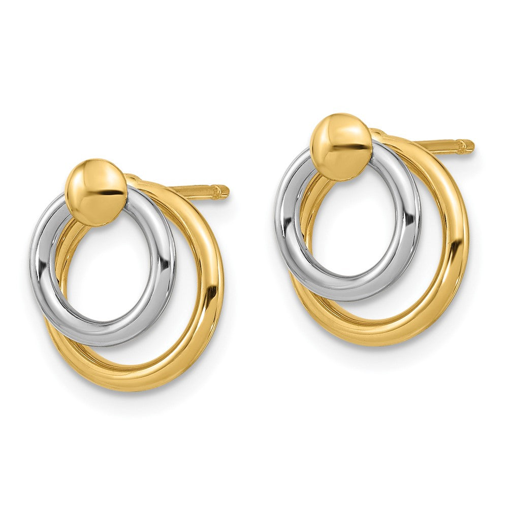 FJC Finejewelers 14 kt Two Tone Gold Two-tone Polished Post Dangle Earrings 13 mm x 11 mm
