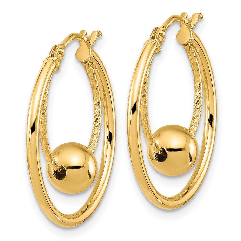 FJC Finejewelers 14 kt Yellow Gold Bright Cut Polished Textured with 6mm Ball Hoop Earrings 22 mm x 22 mm