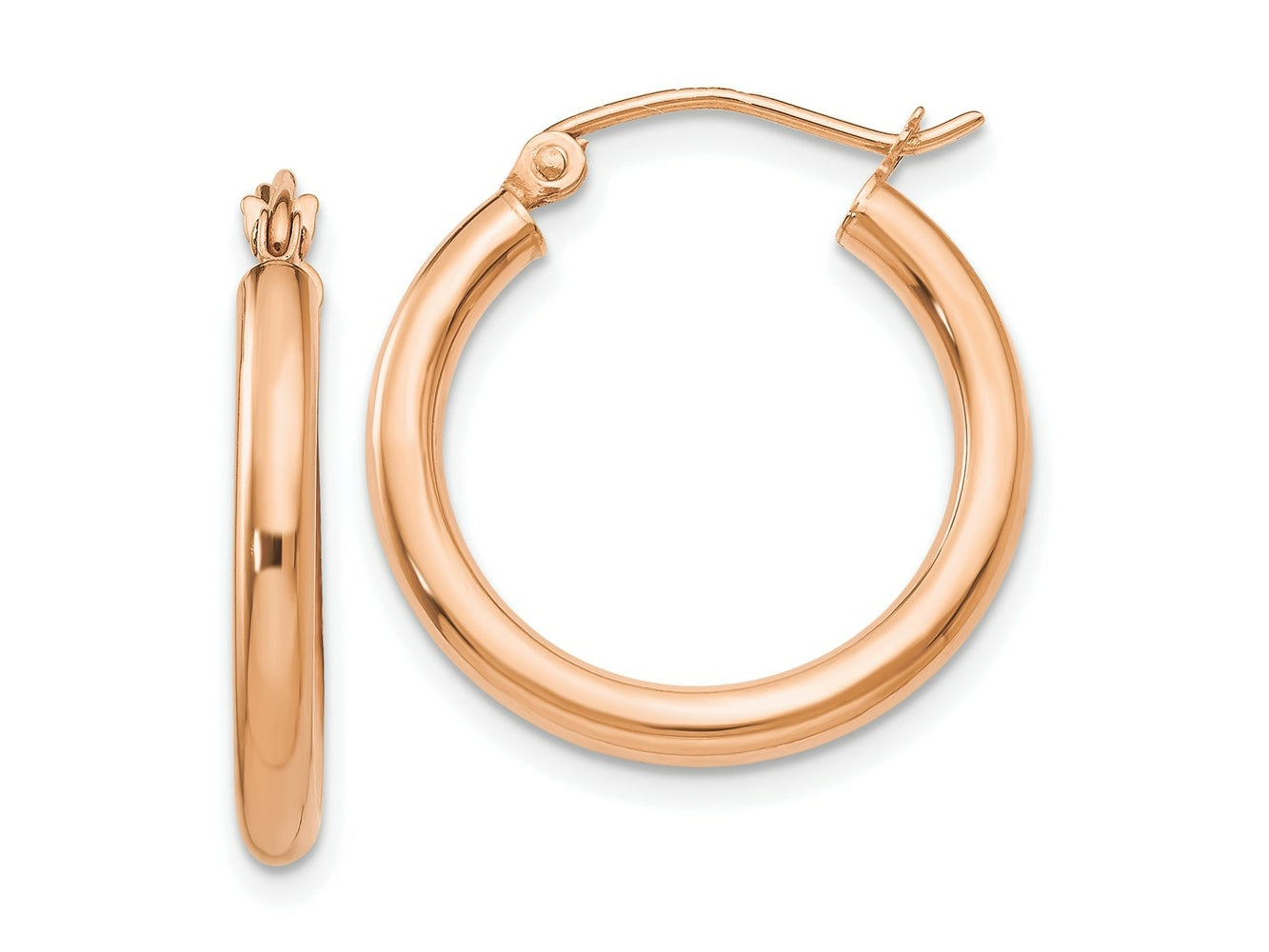 FJC Finejewelers 14 kt Rose Gold Polished 2.5mm Lightweight Tube Hoop Earrings