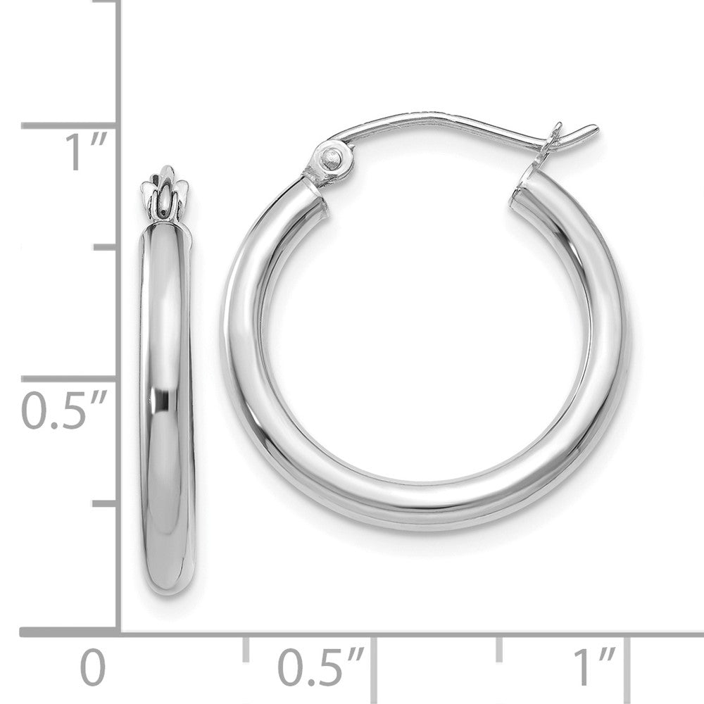 FJC Finejewelers 14 kt White Gold Polished 2.5mm Lightweight Tube Hoop Earrings