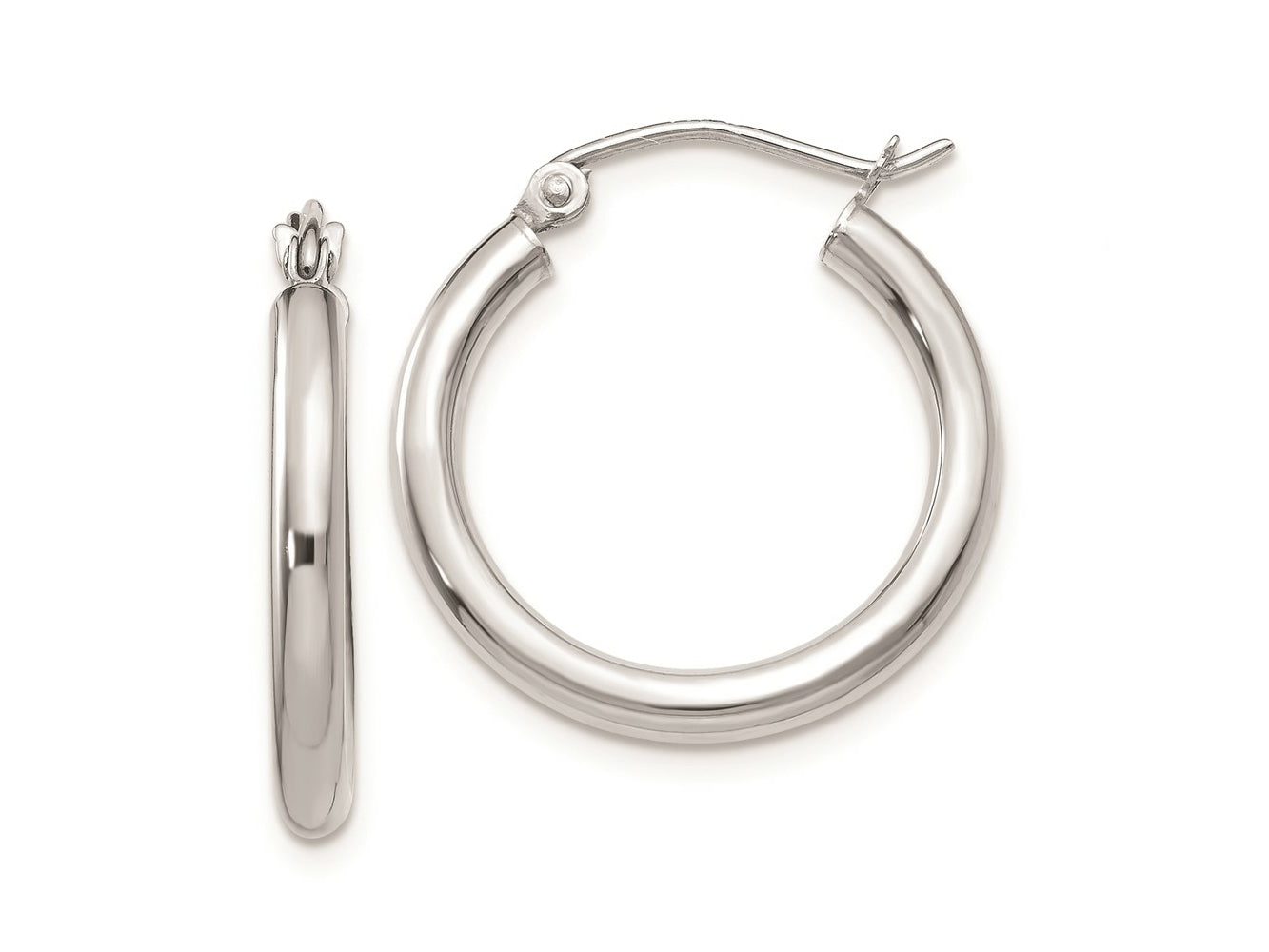 FJC Finejewelers 14 kt White Gold Polished 2.5mm Lightweight Tube Hoop Earrings
