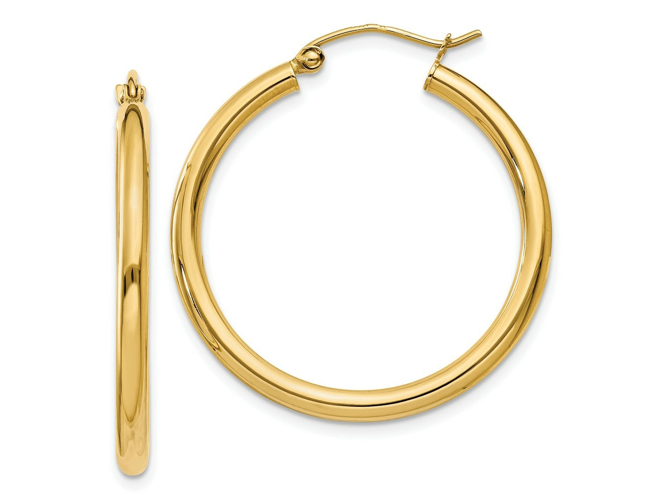 FJC Finejewelers 14 kt Yellow Gold Polished 2.5mm Lightweight Tube Hoop Earrings