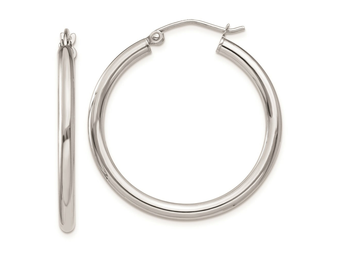 FJC Finejewelers 14 kt White Gold 2.5mm Lightweight Tube Hoop Earrings