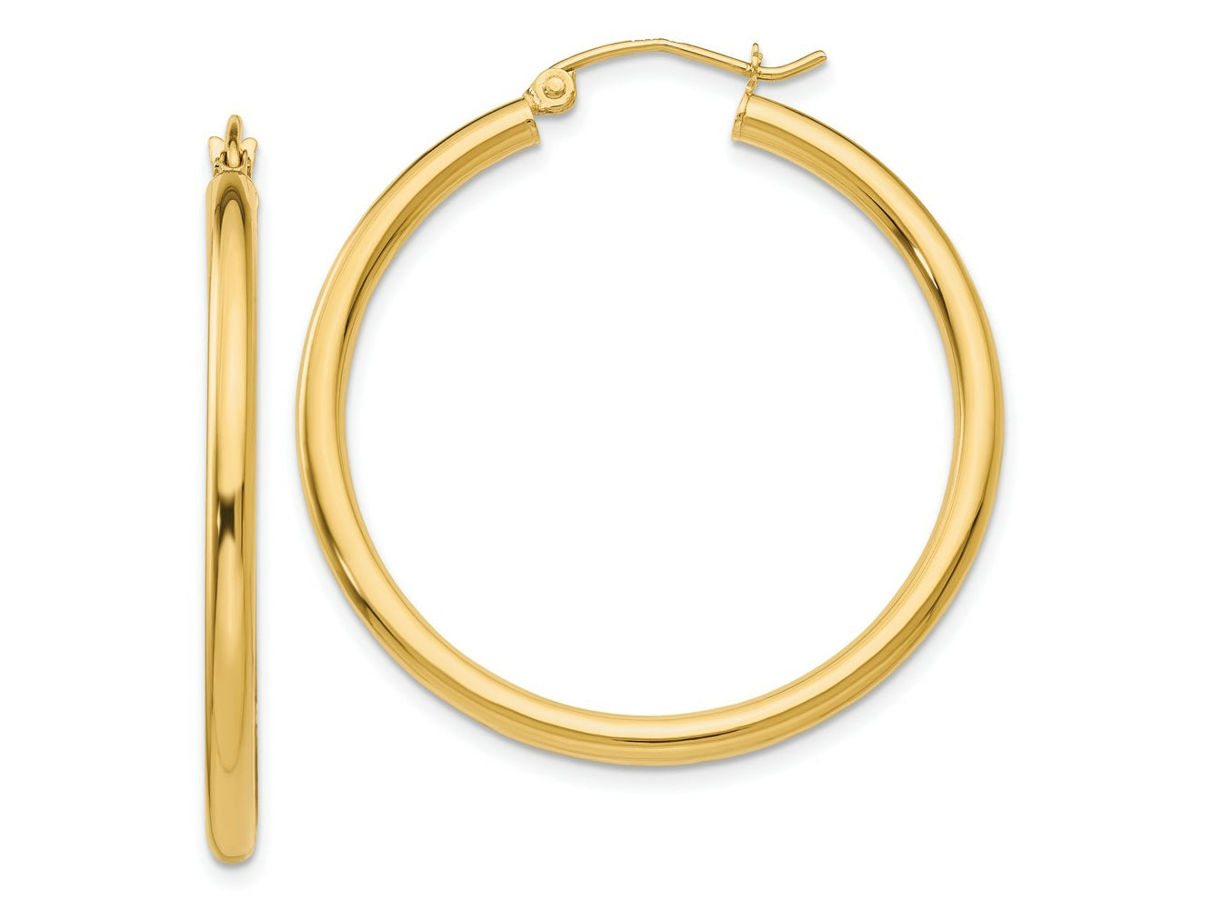 FJC Finejewelers 14 kt Yellow Gold Polished 2.5mm Lightweight Tube Hoop Earrings