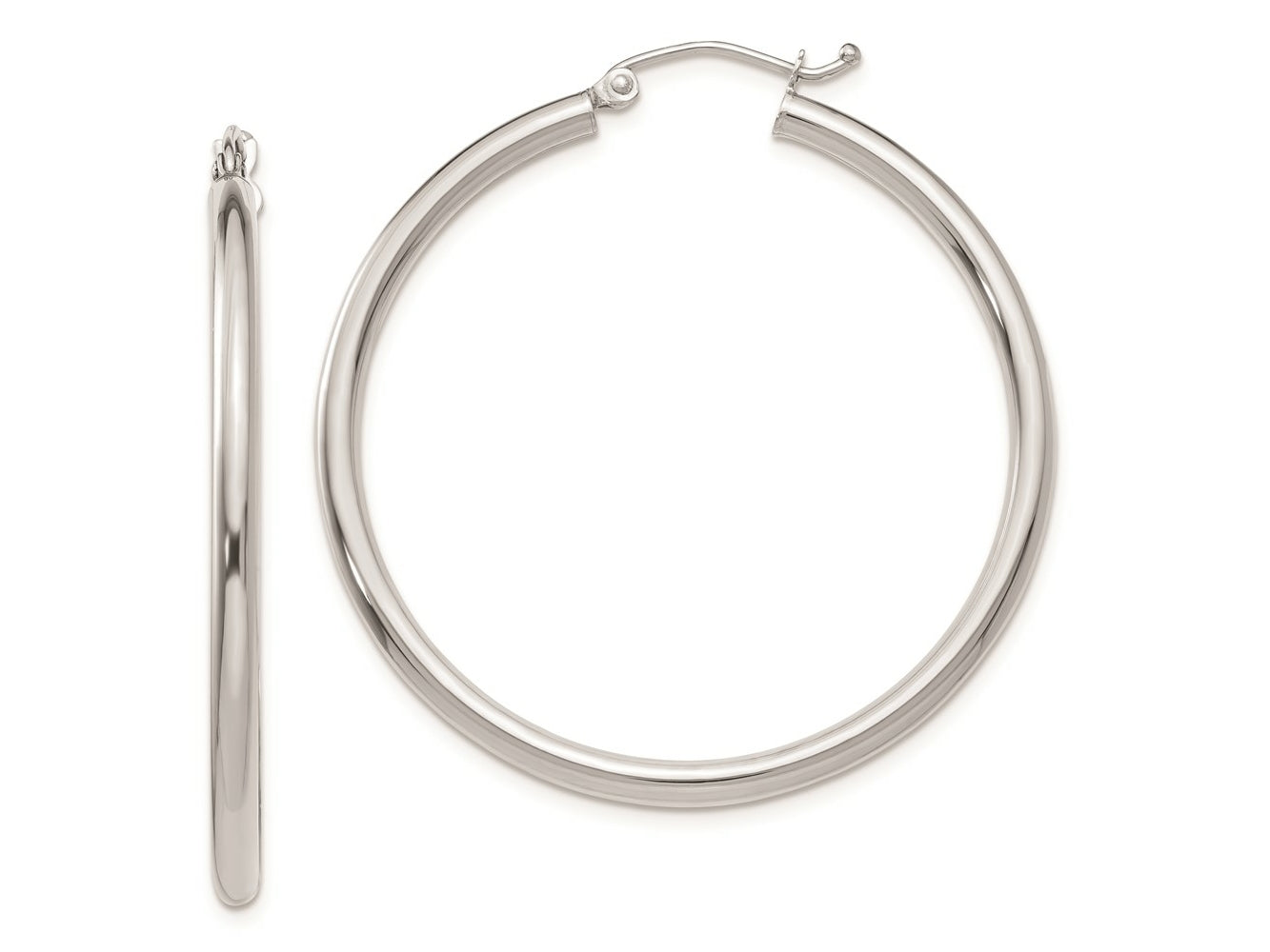 FJC Finejewelers 14 kt White Gold Lightweight Polished 2.5mm Tube Hoop Earrings