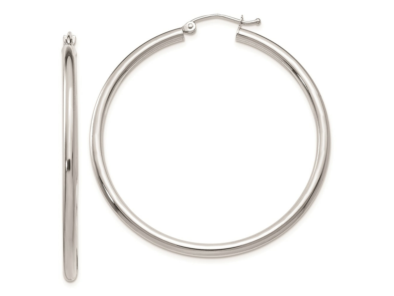 FJC Finejewelers 14 kt White Gold Polished 2.5mm Lightweight Tube Hoop Earrings