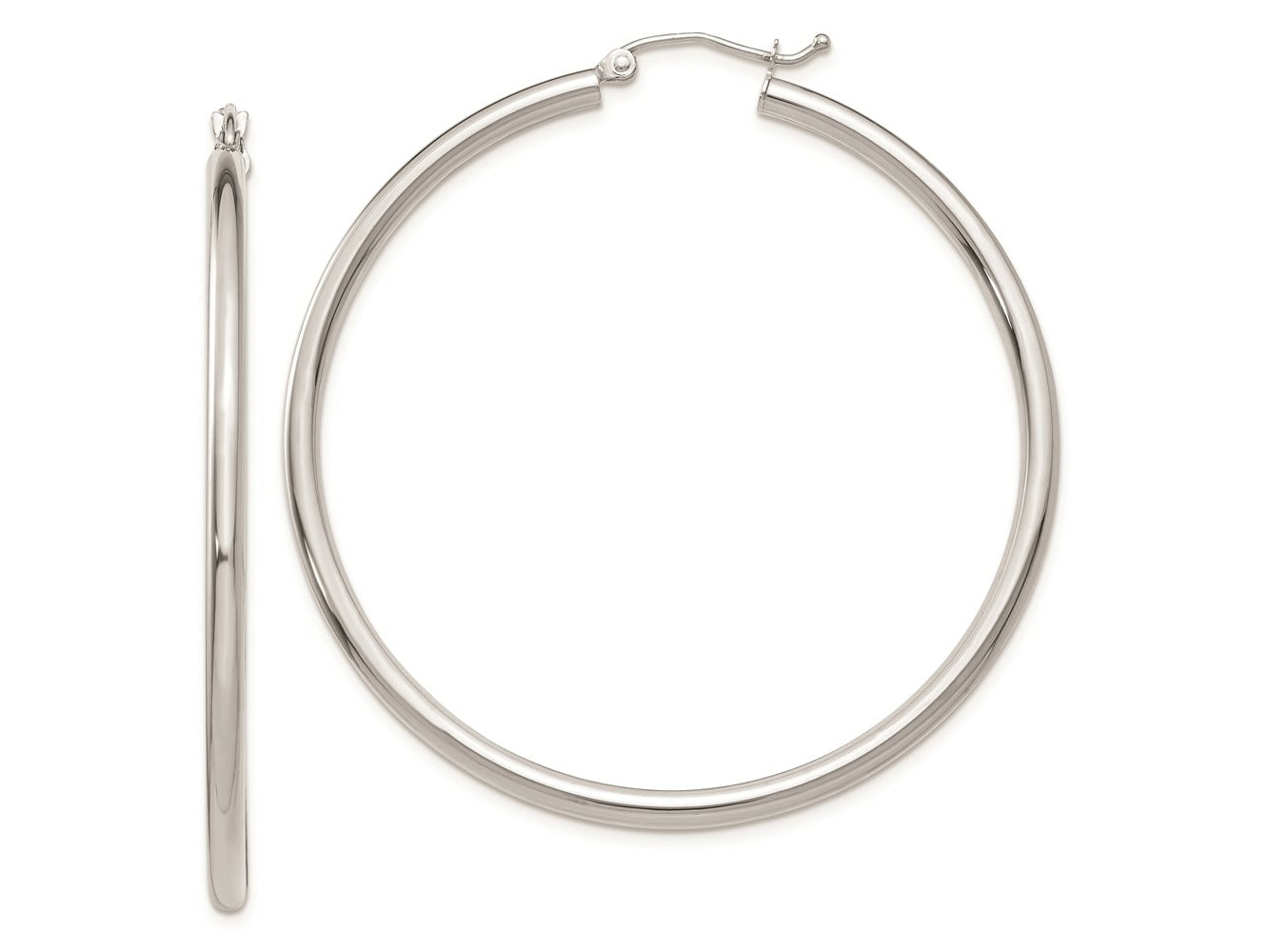 FJC Finejewelers 14 kt White Gold Polished Hoops 2.5mm Lightweight Tube Earrings