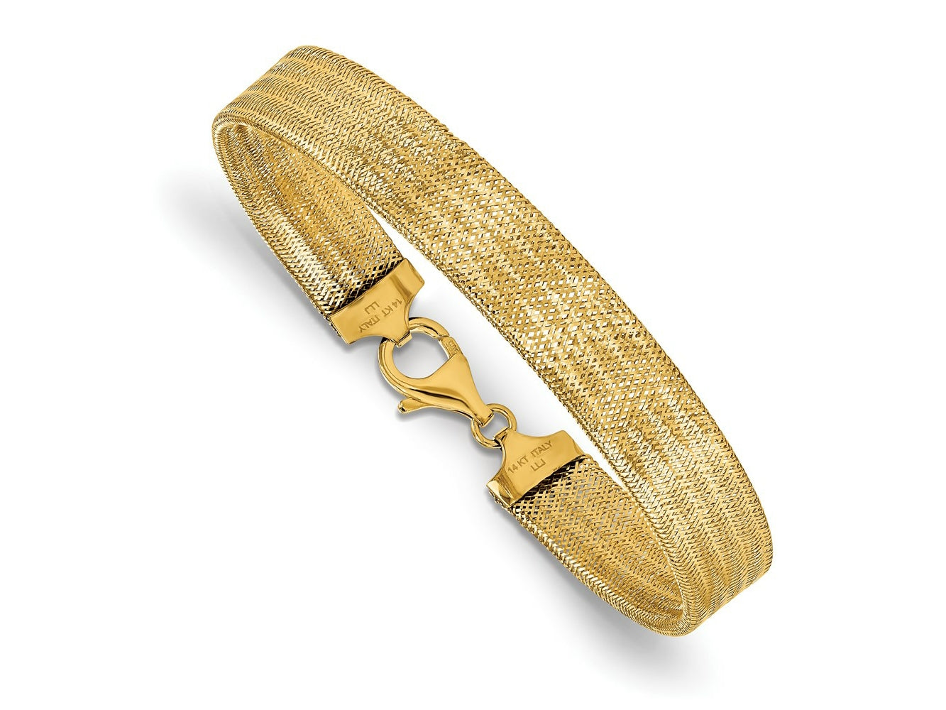 FJC Finejewelers 14 kt Yellow Gold Polished Mesh Bracelet 7.25 Inches x 9 mm