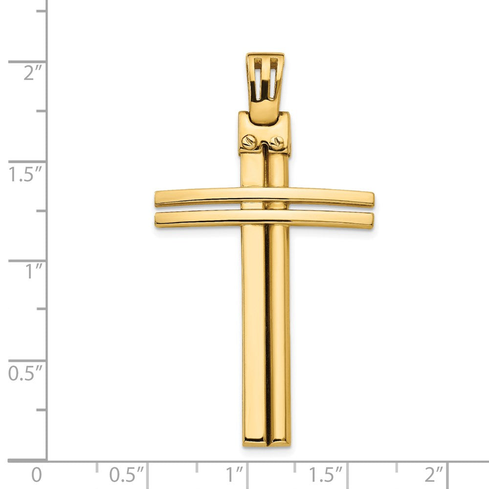 FJC Finejewelers 14 kt Yellow Gold Fancy Polished Cross Charm 50 x 28 mm