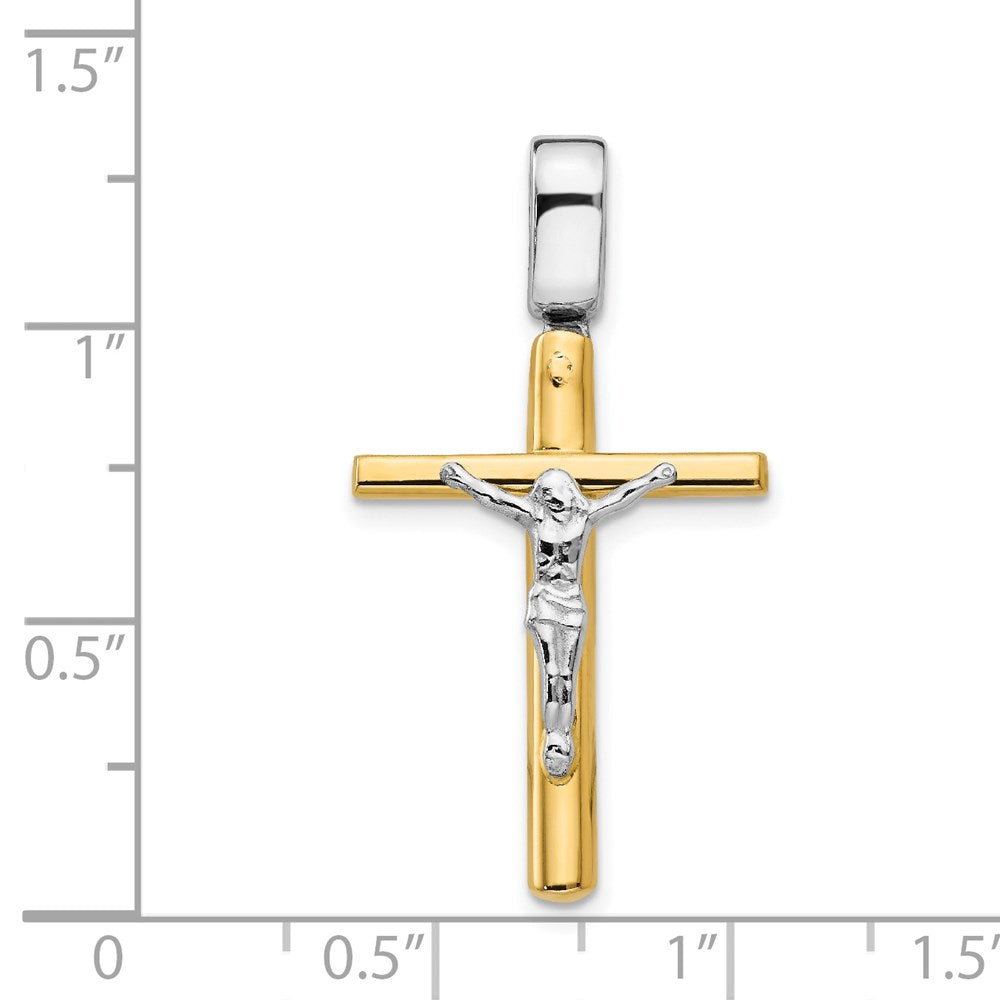 FJC Finejewelers 14 kt Two Tone Gold Fancy Polished Crucifix Cross Charm 33 x 17 mm