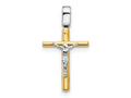 FJC Finejewelers 14 kt Two Tone Gold Fancy Polished Crucifix Cross Charm 33 x 17 mm