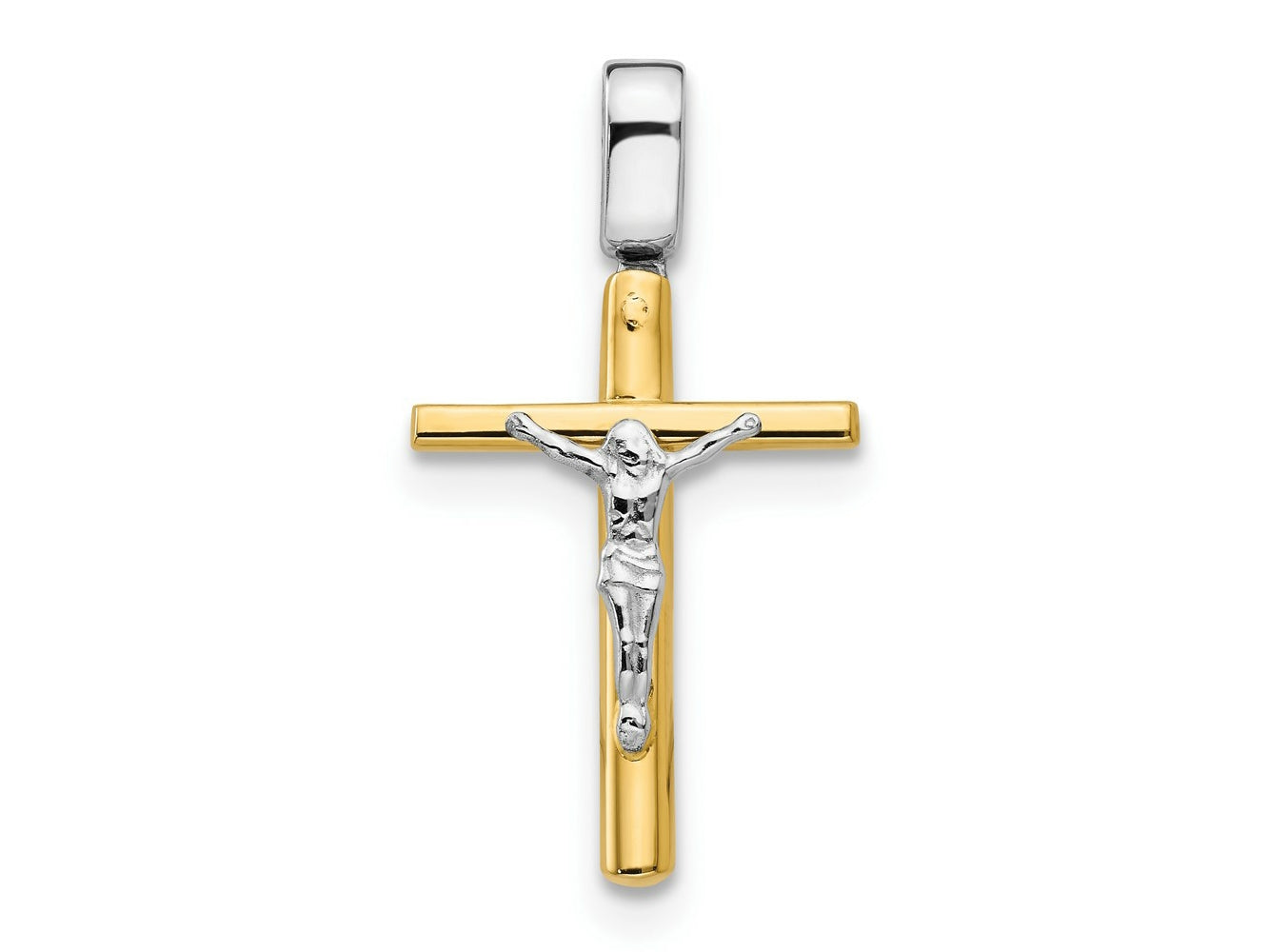 FJC Finejewelers 14 kt Two Tone Gold Fancy Polished Crucifix Cross Charm 33 x 17 mm