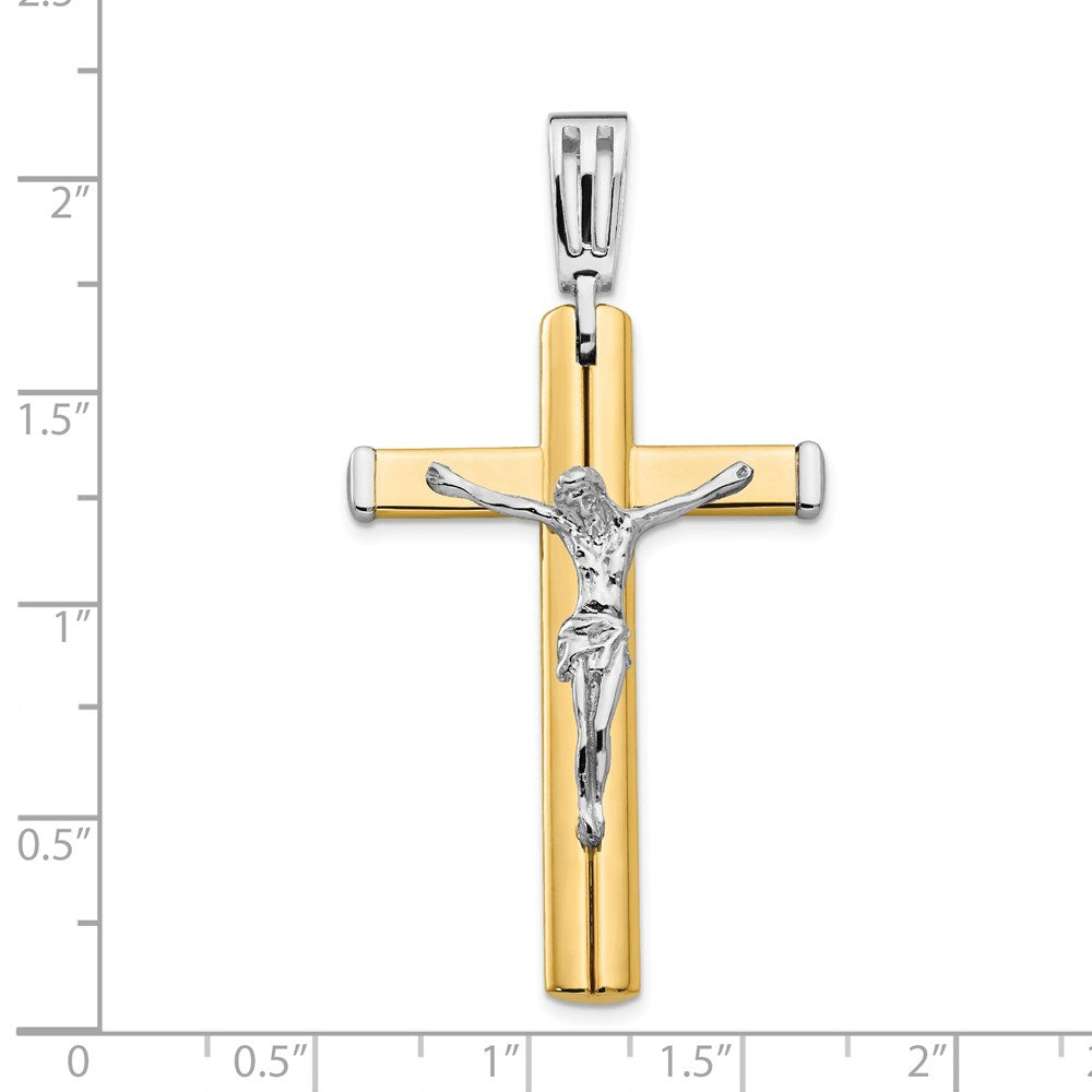 FJC Finejewelers 14 kt Two Tone Gold Fancy Polished Crucifix Cross Charm 51 x 27 mm
