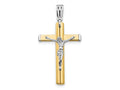 FJC Finejewelers 14 kt Two Tone Gold Fancy Polished Crucifix Cross Charm 51 x 27 mm
