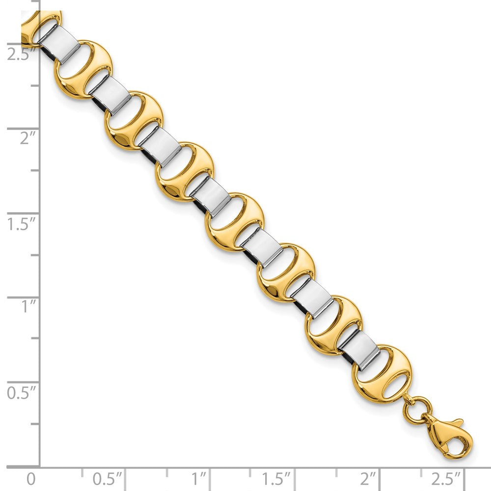 FJC Finejewelers 14 kt Two Tone Gold Polished Fancy Link Bracelet 7.5 Inches x 9 mm