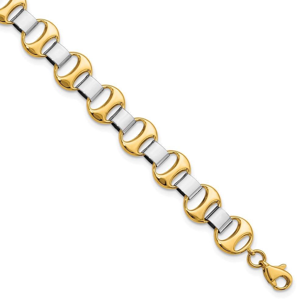 FJC Finejewelers 14 kt Two Tone Gold Polished Fancy Link Bracelet 7.5 Inches x 9 mm