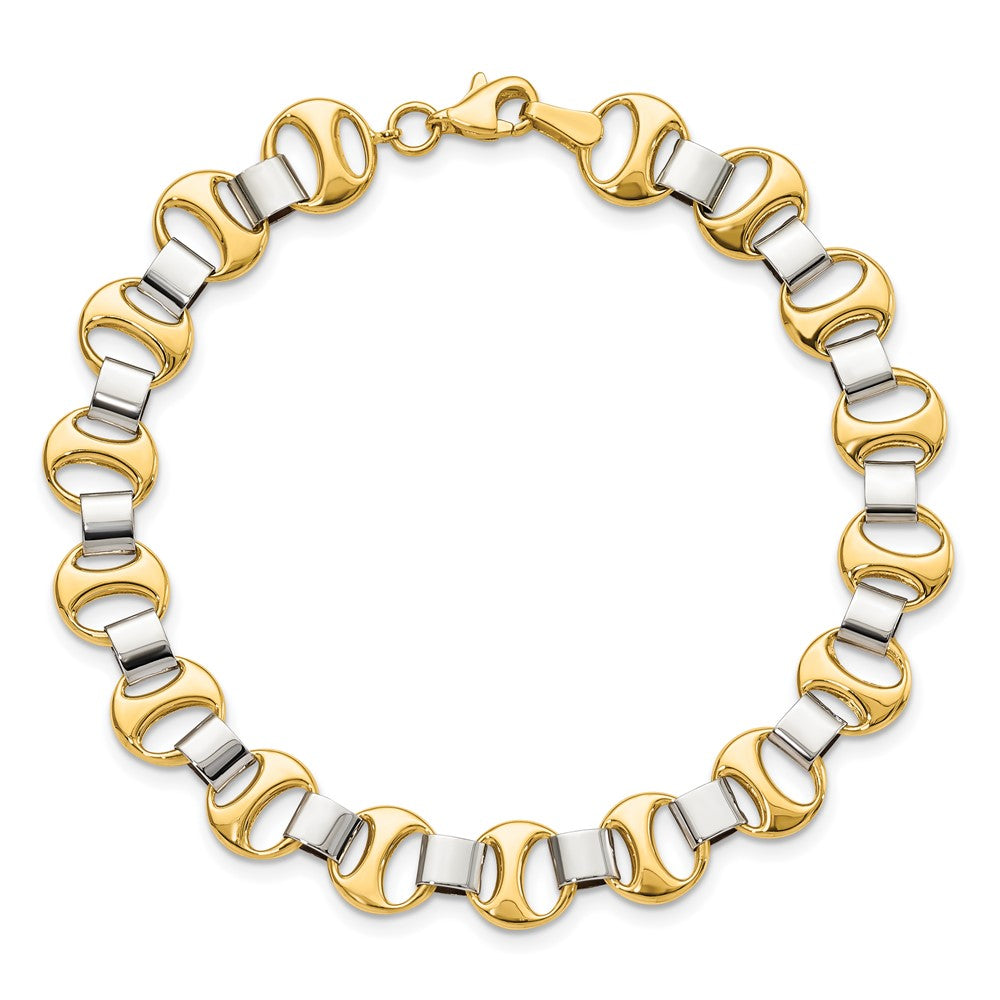 FJC Finejewelers 14 kt Two Tone Gold Polished Fancy Link Bracelet 7.5 Inches x 9 mm