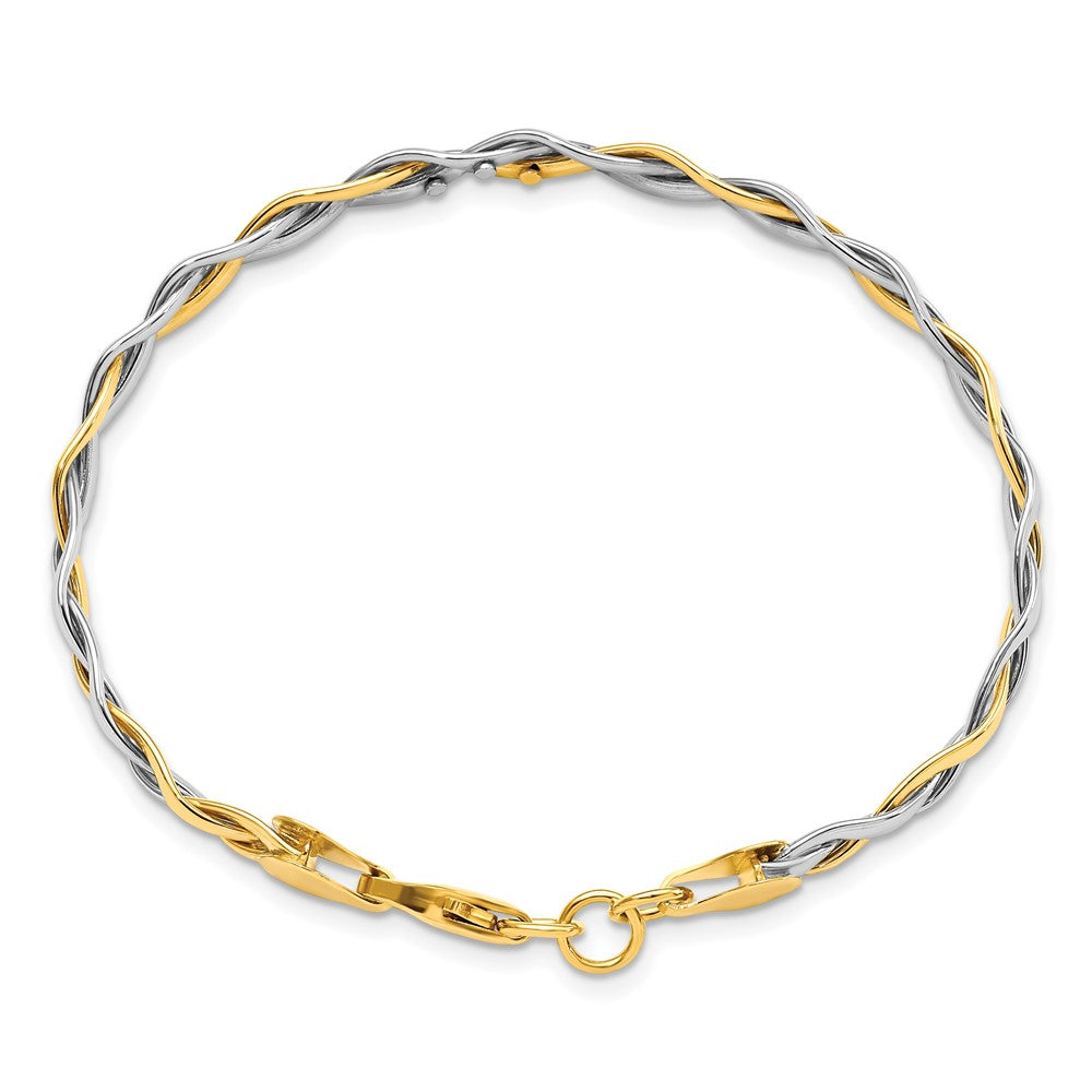 FJC Finejewelers 14 kt Two Tone Gold Link Polished Twisted Bracelet 5.5 mm