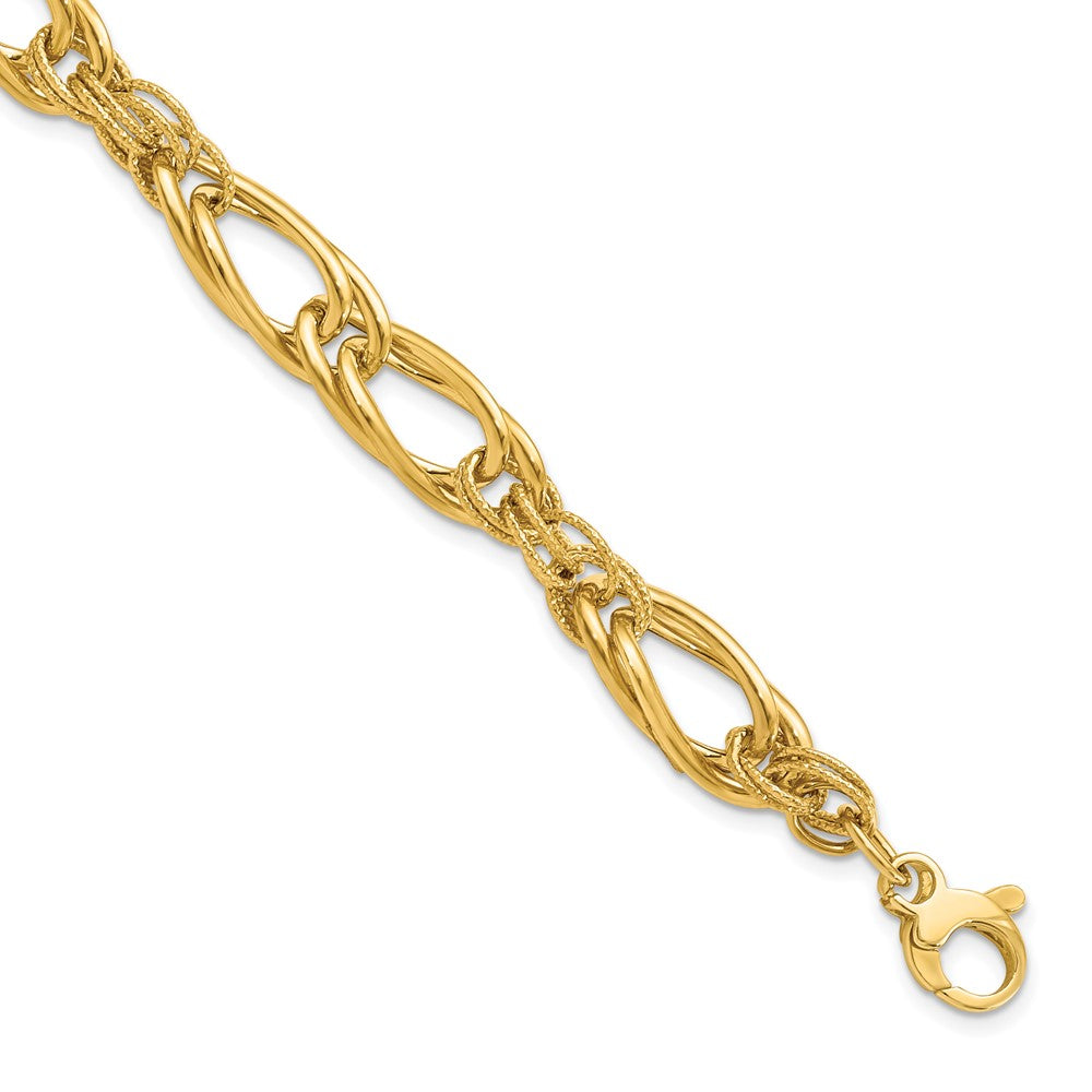 FJC Finejewelers 14 kt Yellow Gold Polished Fancy Link Bracelet 8 Inches x 9 mm