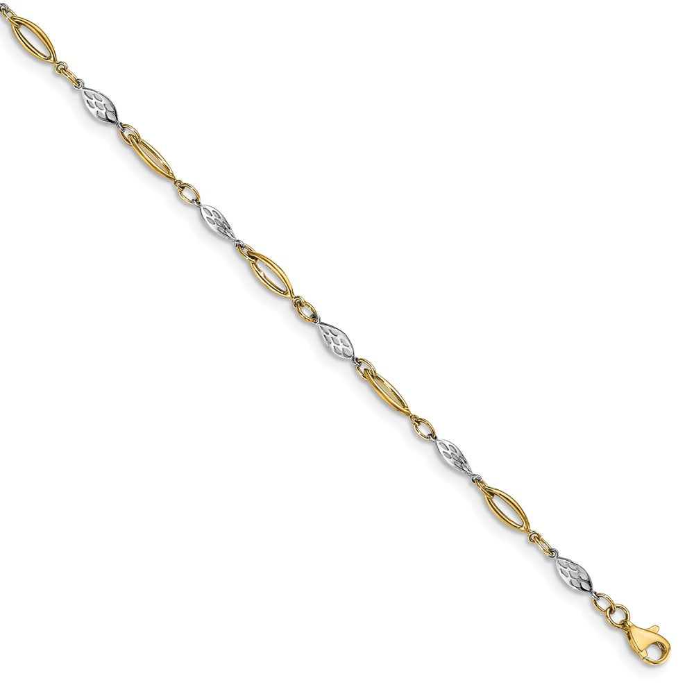 FJC Finejewelers 14 kt Two Tone Gold Other Chain Polished Fancy Link Anklet 10 Inches x 1 mm