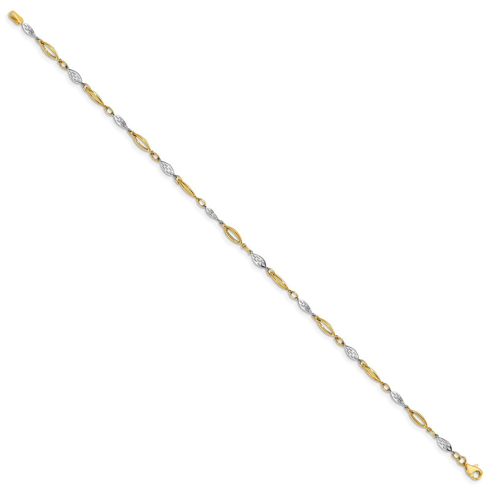 FJC Finejewelers 14 kt Two Tone Gold Other Chain Polished Fancy Link Anklet 10 Inches x 1 mm