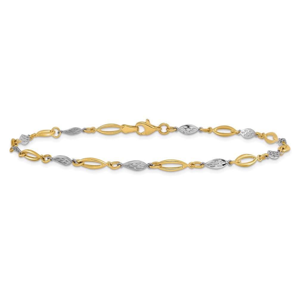 FJC Finejewelers 14 kt Two Tone Gold Other Chain Polished Fancy Link Anklet 10 Inches x 1 mm