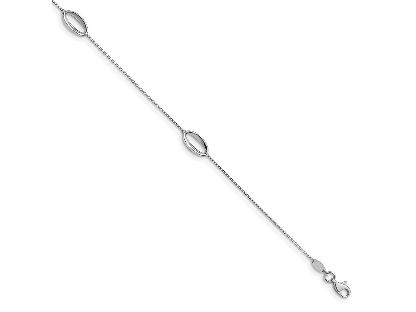 FJC Finejewelers 14 kt White Gold Other Chains Polished w/1 in ext. Anklet 10 Inches
