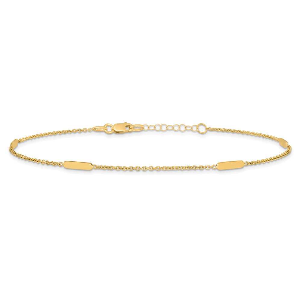 FJC Finejewelers 14 kt Yellow Gold Polished with 1 in ext. Anklet 10 Inches