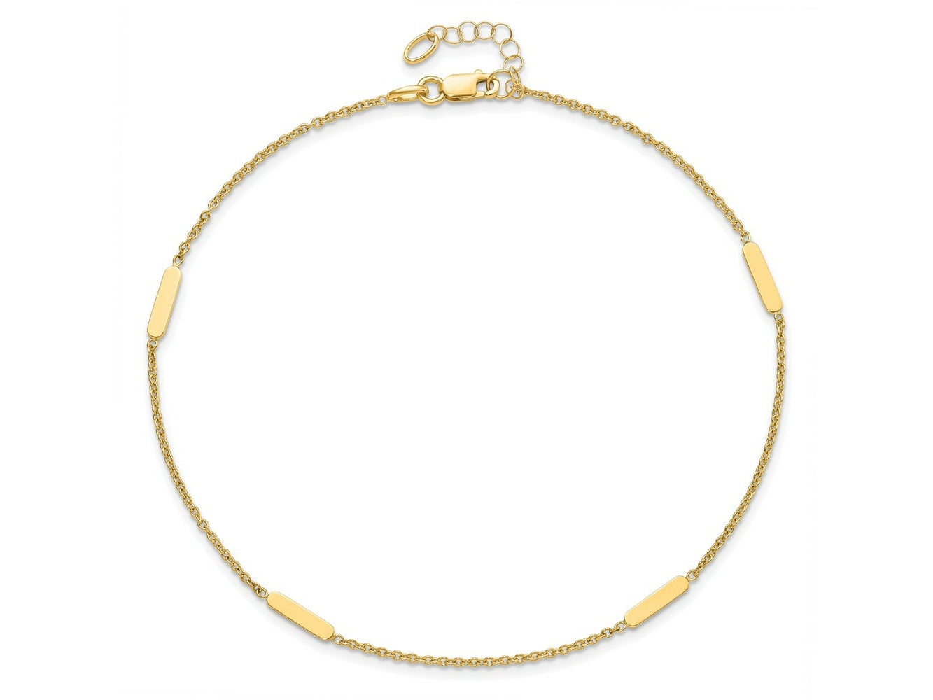 FJC Finejewelers 14 kt Yellow Gold Polished with 1 in ext. Anklet 10 Inches