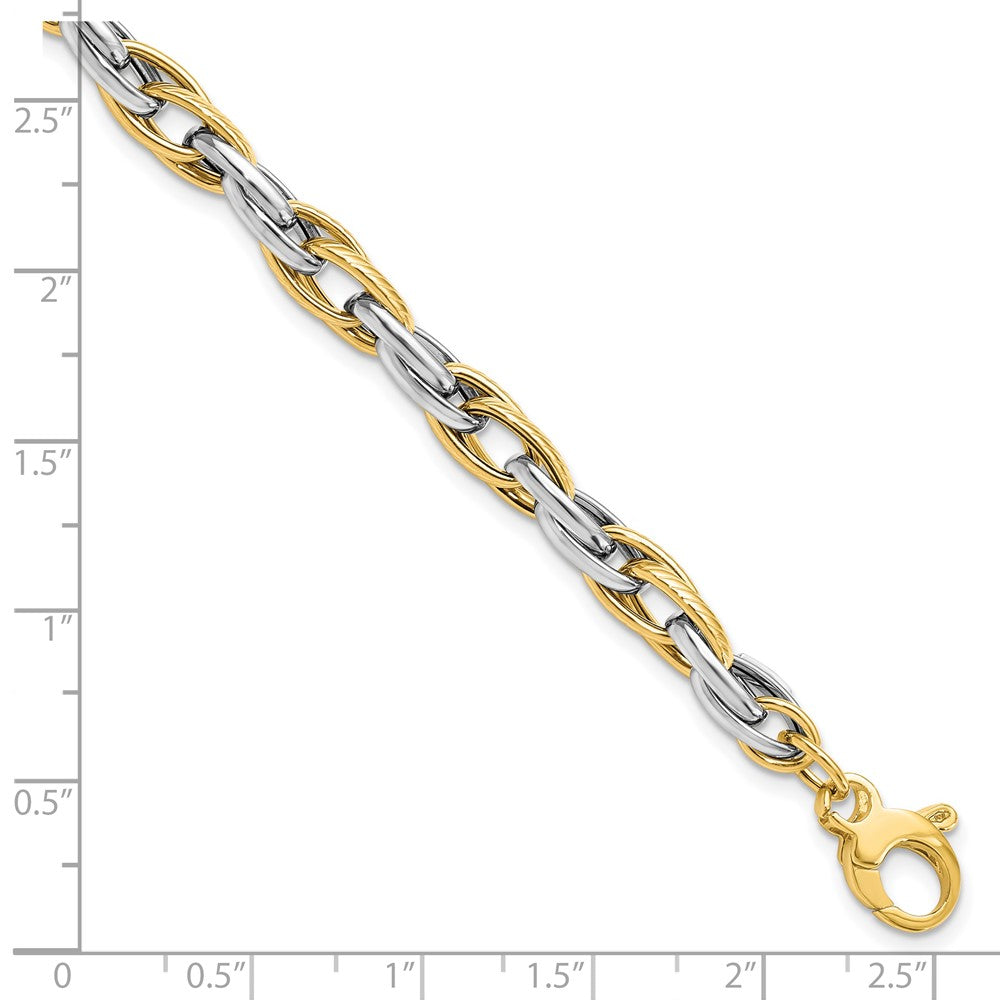 FJC Finejewelers 14 kt Two Tone Gold Link Polished with .5in ext. Bracelet 7.5 Inches x 4.67 mm