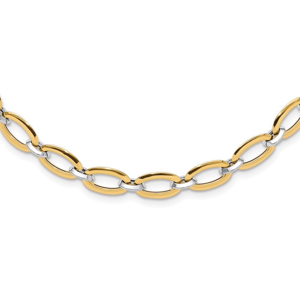 FJC Finejewelers 14 kt Two Tone Gold Link Polished with .25in ext. Necklace 18 Inches x 6 mm