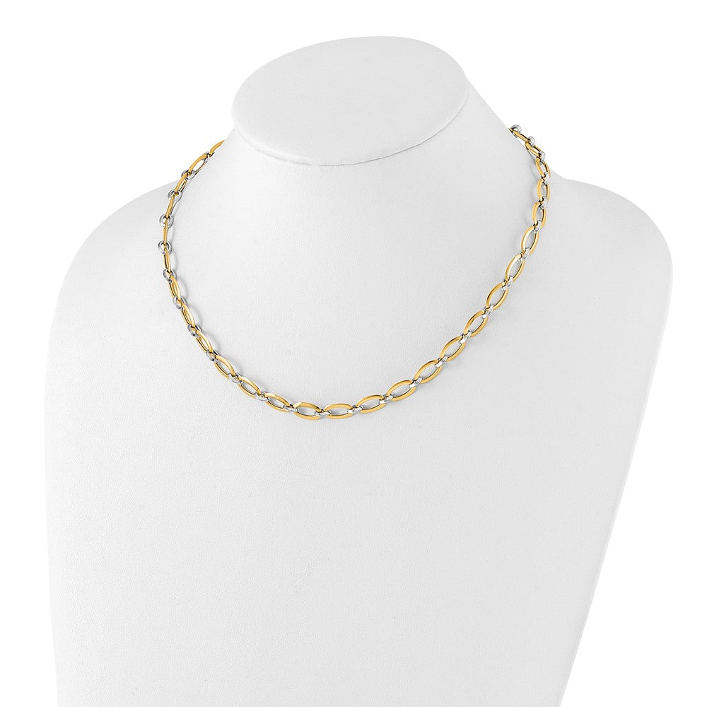 FJC Finejewelers 14 kt Two Tone Gold Link Polished with .25in ext. Necklace 18 Inches x 6 mm