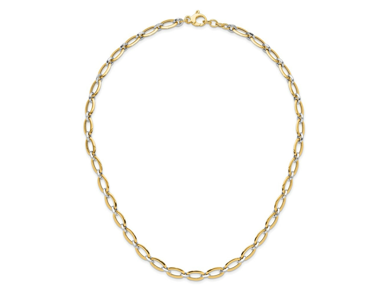 FJC Finejewelers 14 kt Two Tone Gold Link Polished with .25in ext. Necklace 18 Inches x 6 mm