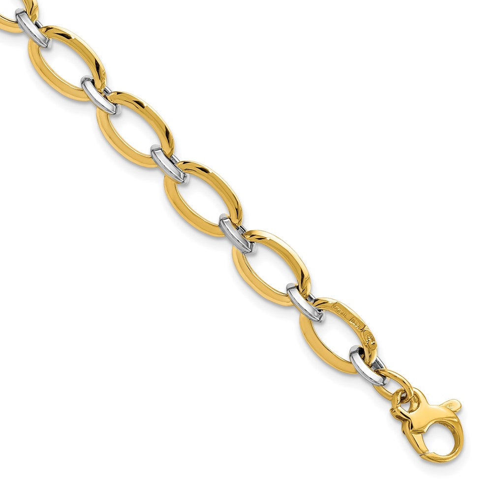 FJC Finejewelers 14 kt Two Tone Gold Fancy Polished with .5in ext. Bracelet 7 Inches x 5.37 mm