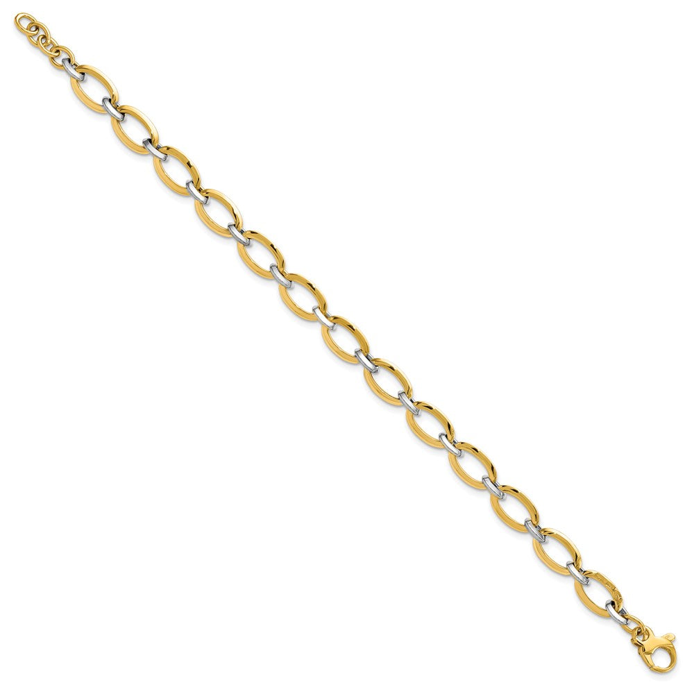 FJC Finejewelers 14 kt Two Tone Gold Fancy Polished with .5in ext. Bracelet 7 Inches x 5.37 mm