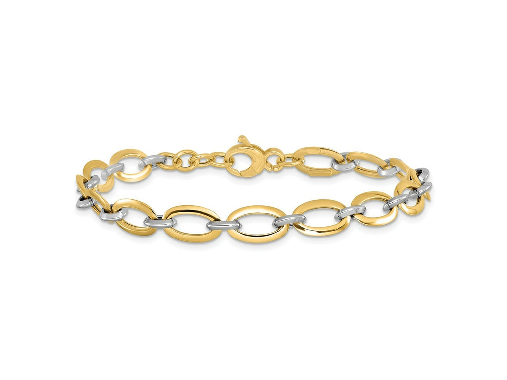 FJC Finejewelers 14 kt Two Tone Gold Fancy Polished with .5in ext. Bracelet 7 Inches x 5.37 mm