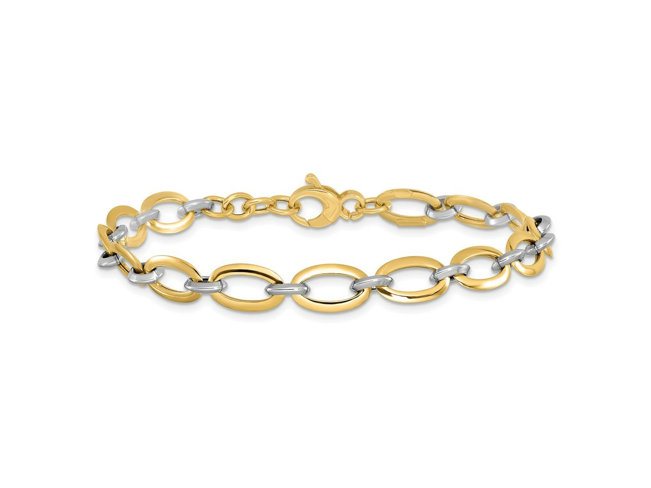 FJC Finejewelers 14 kt Two Tone Gold Fancy Polished with .5in ext. Bracelet 7 Inches x 5.37 mm
