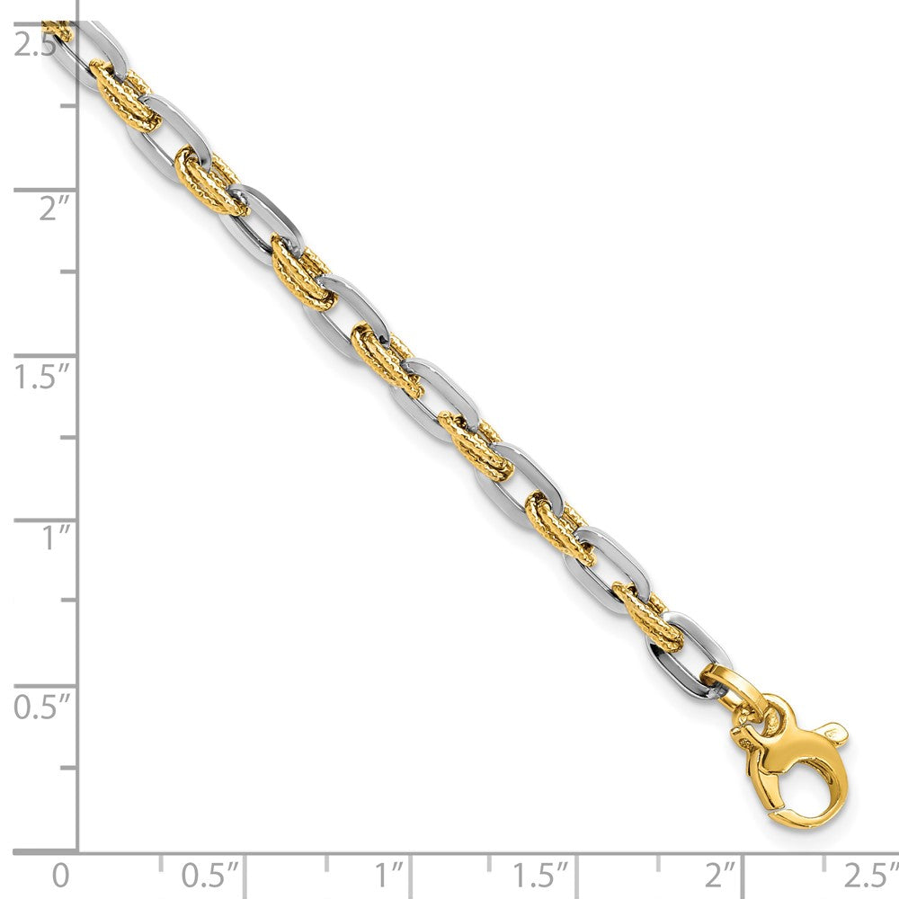 FJC Finejewelers 14 kt Two Tone Gold Link Polished Bright Cut Bracelet 7.5 Inches x 2.28 mm