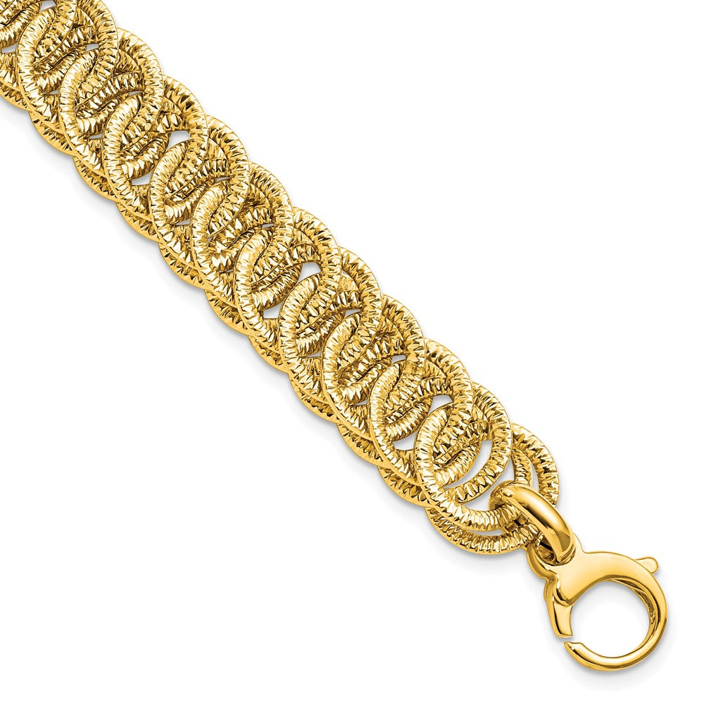 FJC Finejewelers 14 kt Yellow Gold Link Polished Bright Cut Reversible Bracelet 7.5 Inches x 10.67 mm