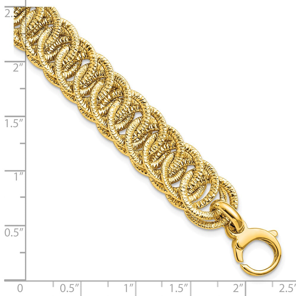 FJC Finejewelers 14 kt Yellow Gold Link Polished Bright Cut Reversible Bracelet 7.5 Inches x 10.67 mm