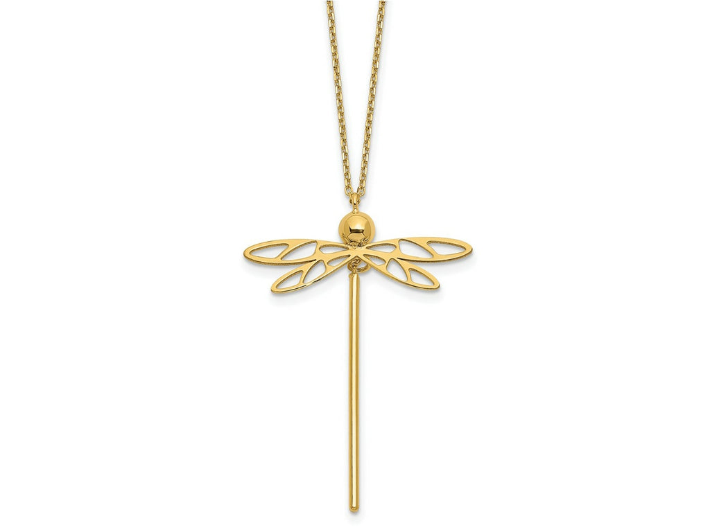 FJC Finejewelers 14 kt Yellow Gold Pendant Polished Dragonfly with 2 in ext. Necklace 16 Inches x 0 mm