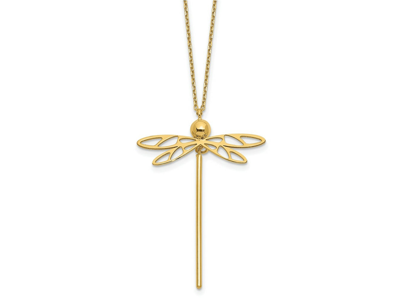 FJC Finejewelers 14 kt Yellow Gold Pendant Polished Dragonfly with 2 in ext. Necklace 16 Inches x 0 mm