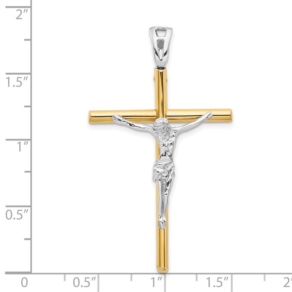 FJC Finejewelers 14 kt Two Tone Gold Fashion Crucifix Charm 45 x 27 mm