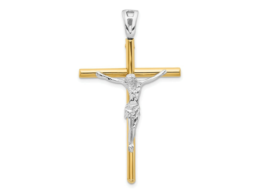 FJC Finejewelers 14 kt Two Tone Gold Fashion Crucifix Charm 45 x 27 mm