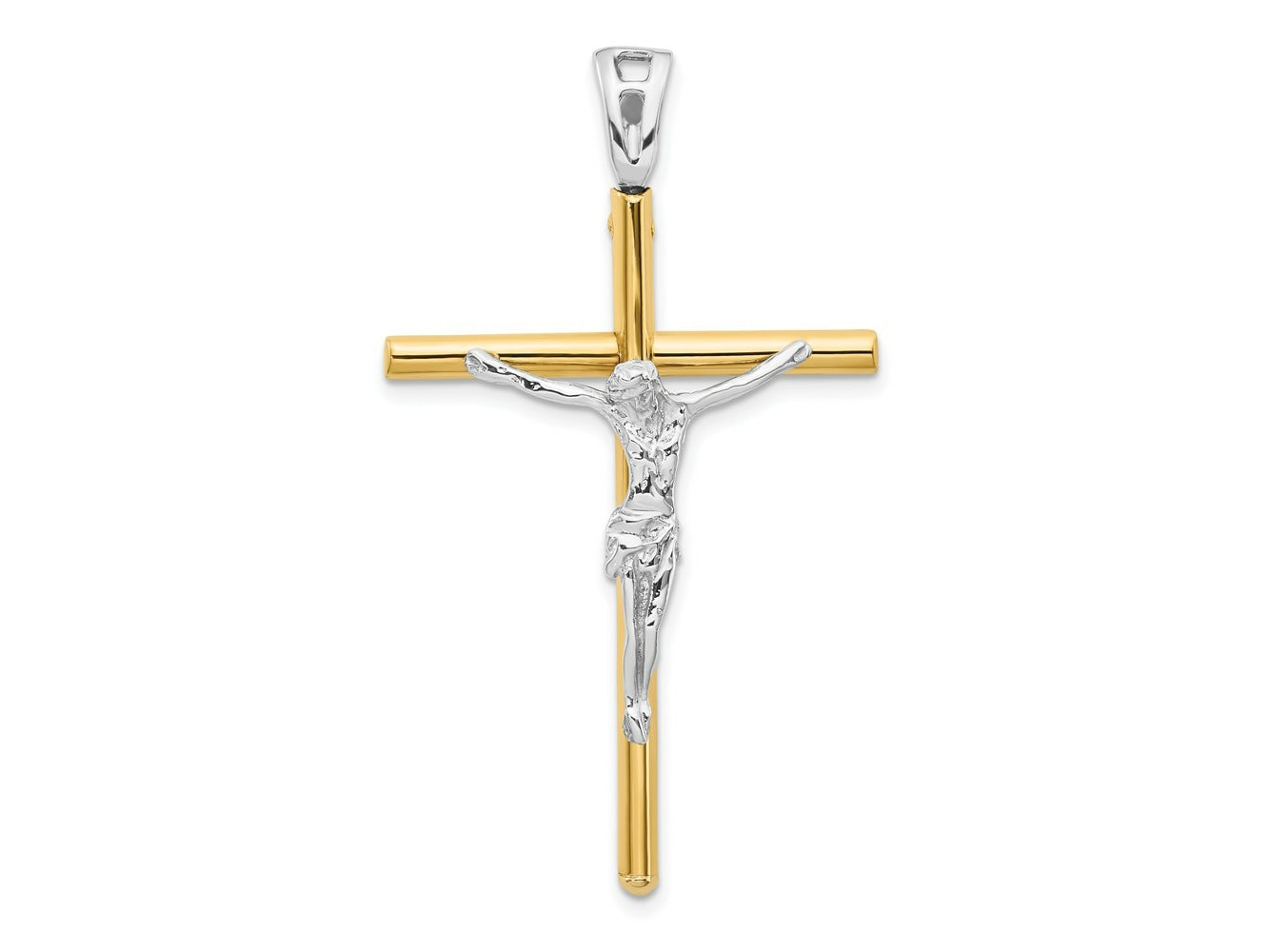 FJC Finejewelers 14 kt Two Tone Gold Fashion Crucifix Charm 45 x 27 mm