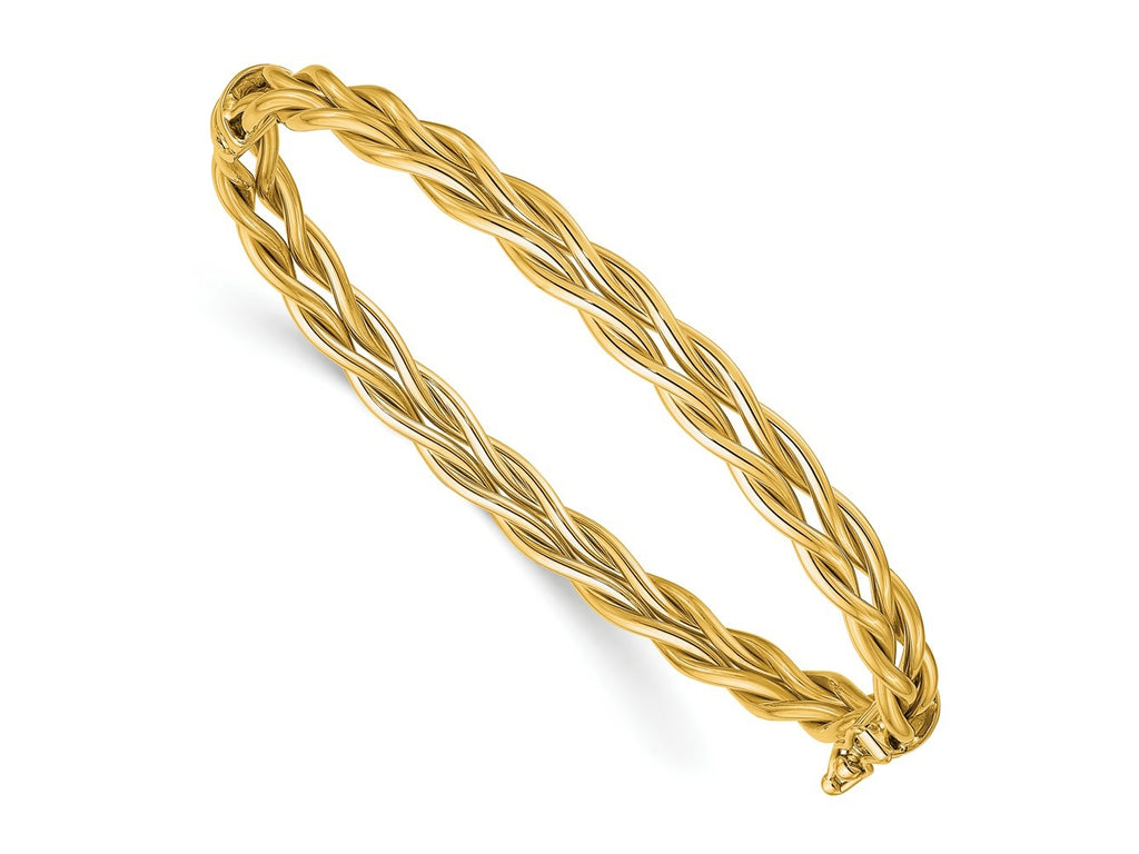 FJC Finejewelers 14 kt Yellow Gold Polished Weaved Hinged Bangle 7.28 mm